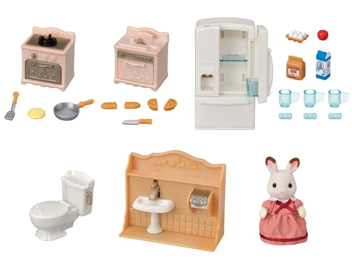 Calico Critters Playful Starter Furniture Set with Chocolate Rabbit Mother