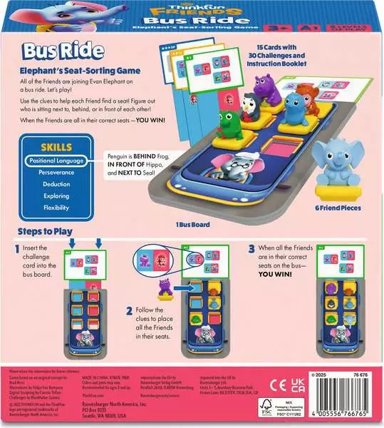 ThinkFun Friends Bus Ride Preschool Logic Game with 30 Challenges