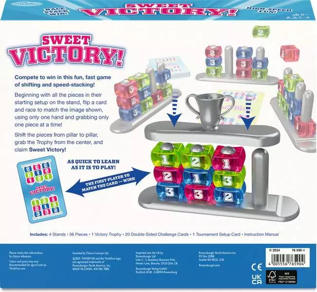 ThinkFun Sweet Victory Fast Paced Stacking and Matching Challenge Game