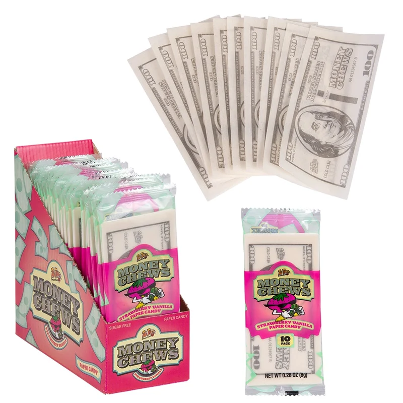 Strawberry Vanilla Flavored Money Chews Edible Paper Candy