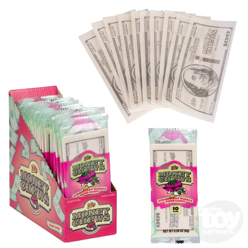 Strawberry Vanilla Flavored Money Chews Edible Paper Candy