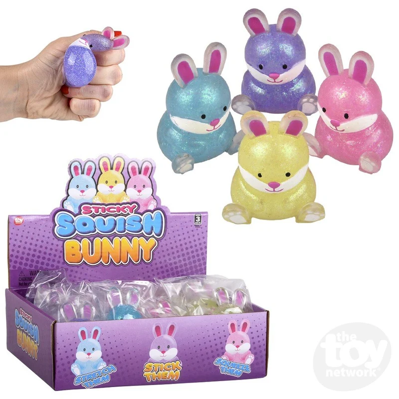 Squish Sticky Glitter Easter Bunny Squeeze Toy