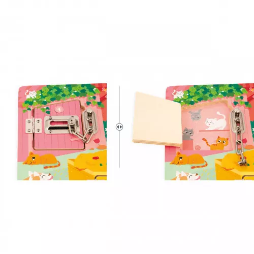 Janod Farmyard Padlocks Busy Board: Educational Locks & Latches Activity Toy