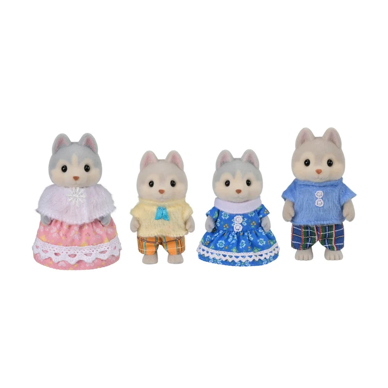 Calico Critters Husky Family Set of Four Collectible Dollhouse Figures