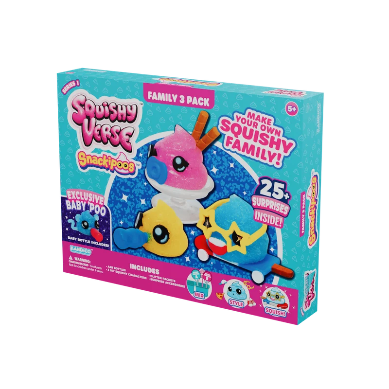 Squishyverse DIY Squishy Snackipoo Family Pack: 3 Surprise Toys with Exclusive Baby