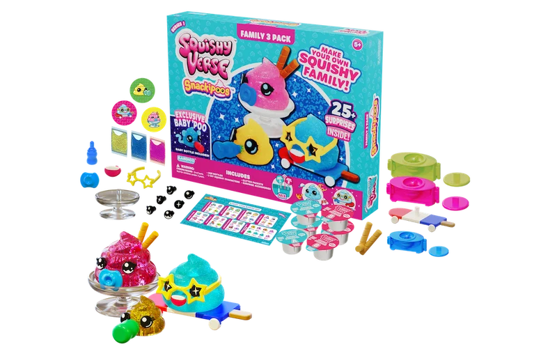 Squishyverse DIY Squishy Snackipoo Family Pack: 3 Surprise Toys with Exclusive Baby