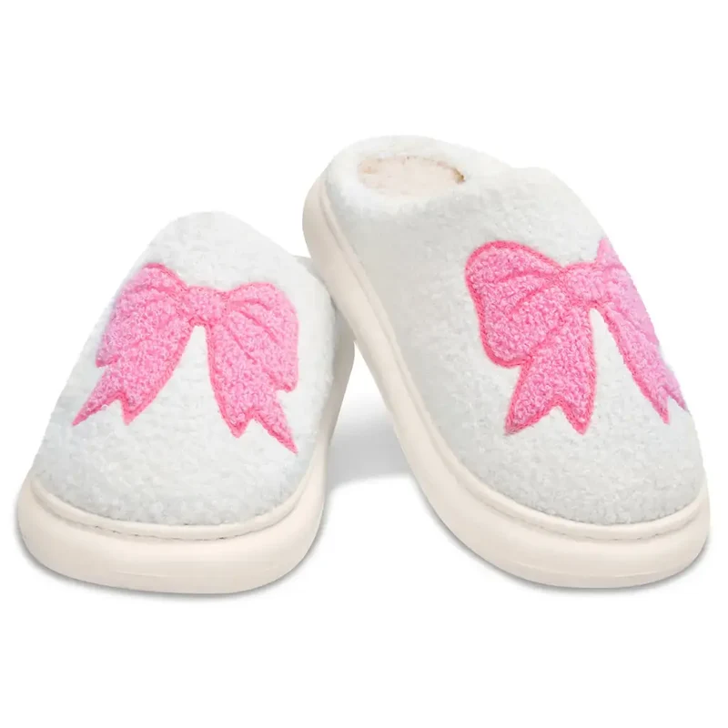 White Cozy Bow Slippers - small
