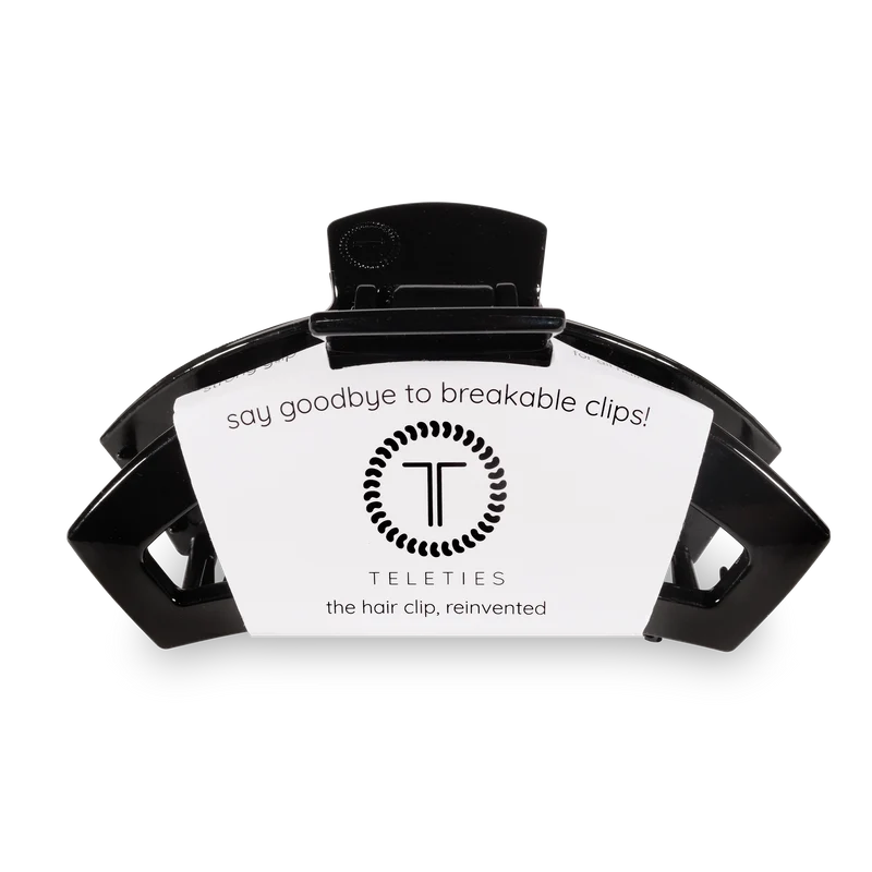 Jet Black Large Open Claw Hair Clip for Strong Hold