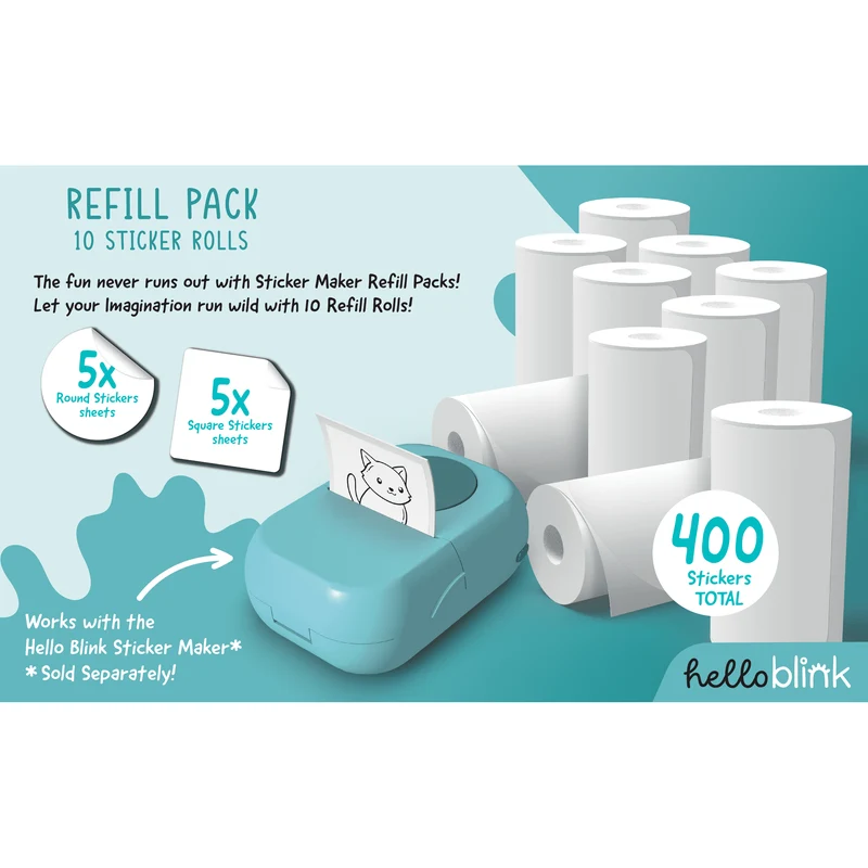 Hello Blink - Sticker Maker - Refill Pack with White Stickers