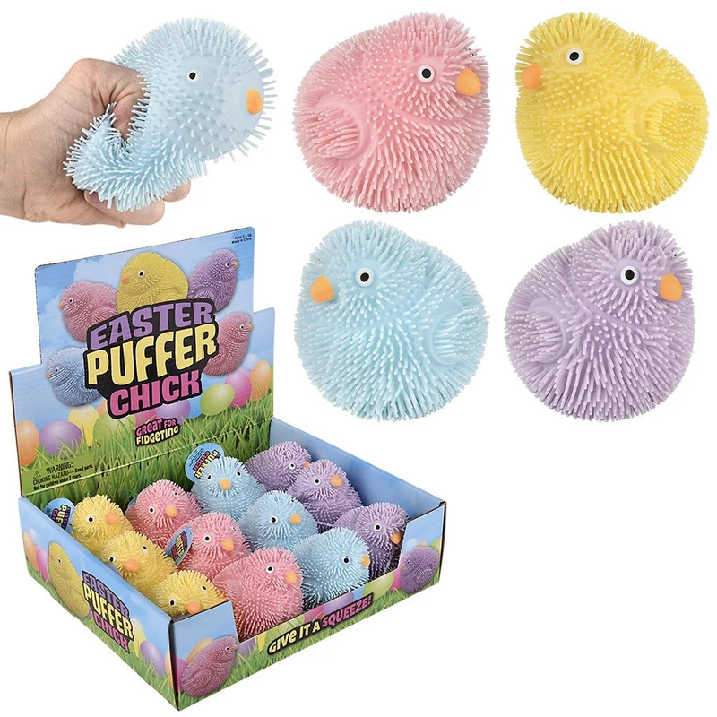 Squishy Pastel Puffer Easter Chick Fidget Toy Assorted Colors