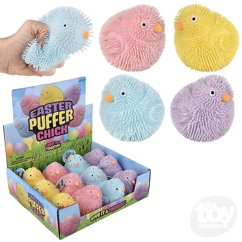 Squishy Pastel Puffer Easter Chick Fidget Toy Assorted Colors