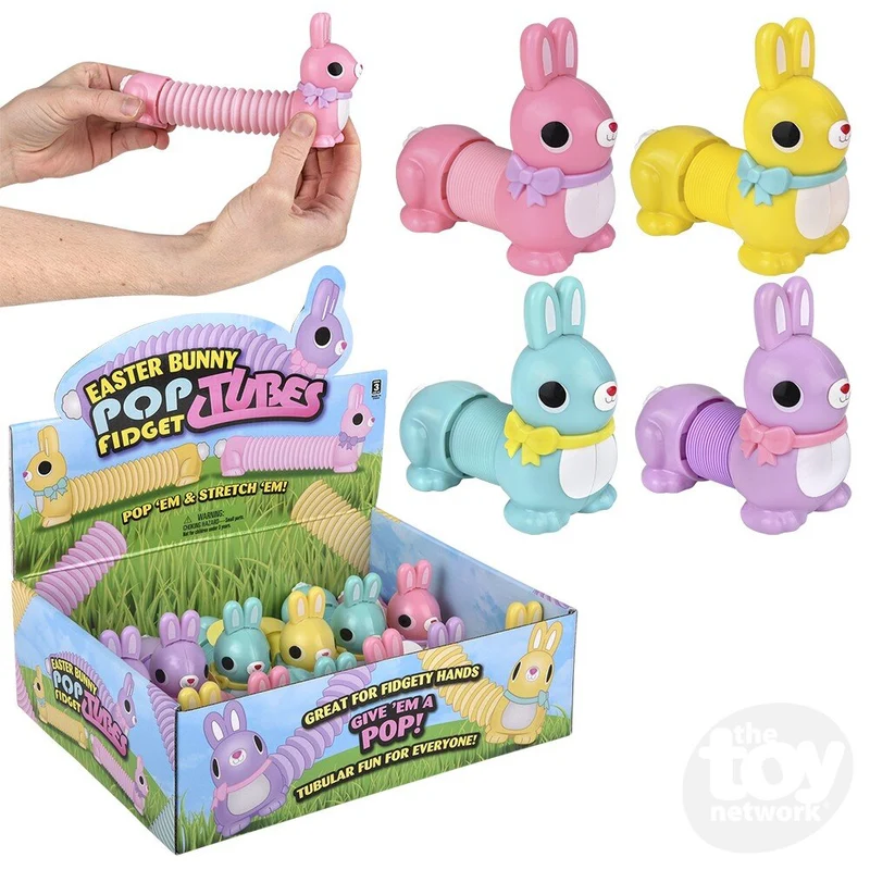Colorful Easter Bunny Fidget Pop Tube 7-Inch Sensory Stretch Toy