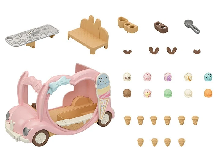 Calico Critters Ice Cream Van Playset with 30 Plus Accessories