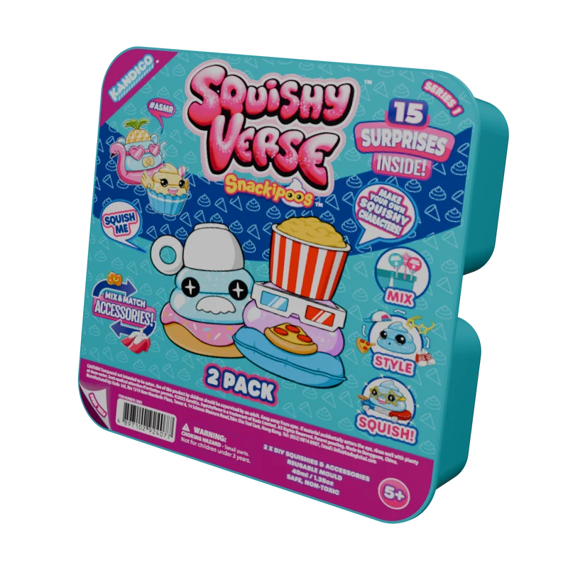 Squishyverse 2-Pack DIY Squishy Surprise Toys: Create Collectible Snackipoo Characters