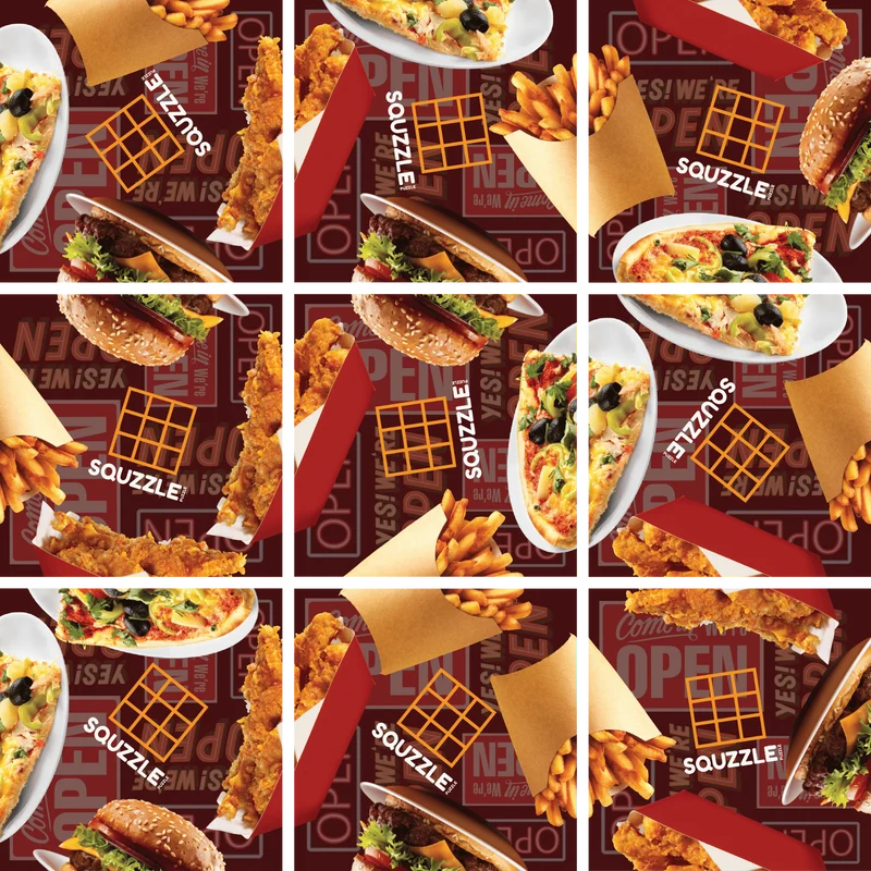 Captivating 9-Piece Food Squzzle Puzzle: Brain Teasing Square Game