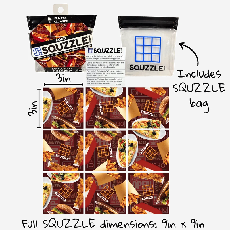 Captivating 9-Piece Food Squzzle Puzzle: Brain Teasing Square Game