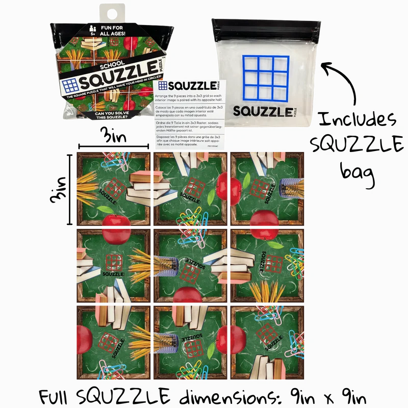 School Squzzle Puzzle: Mind-Bending 9-Piece Brain Teaser for Portable Family Fun