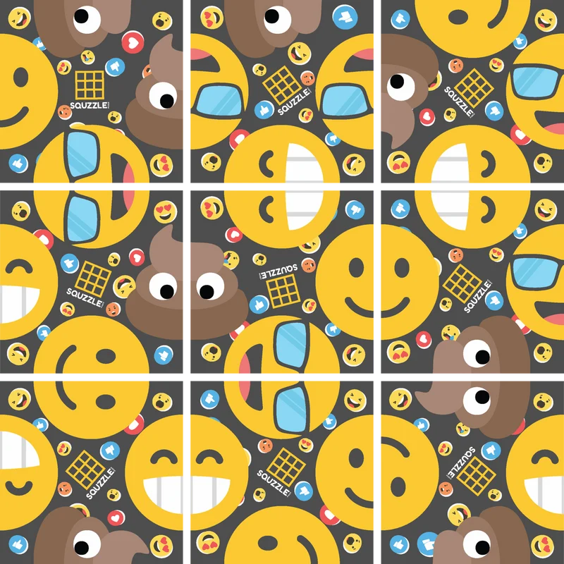 Emoji Squzzle 9-Piece Brain Teaser Puzzle Fun Squared Travel Game
