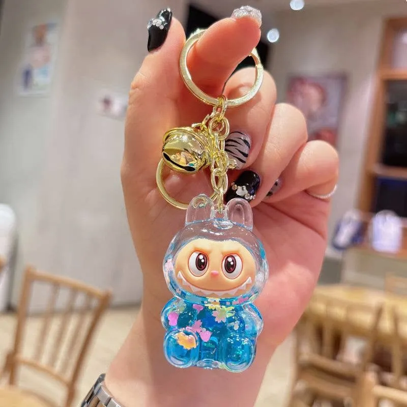 Shiny quicksand cute monster keychain