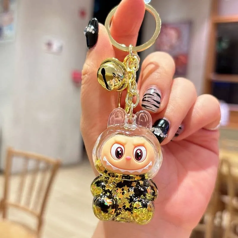 Shiny quicksand cute monster keychain