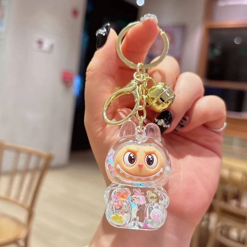 Shiny quicksand cute monster keychain