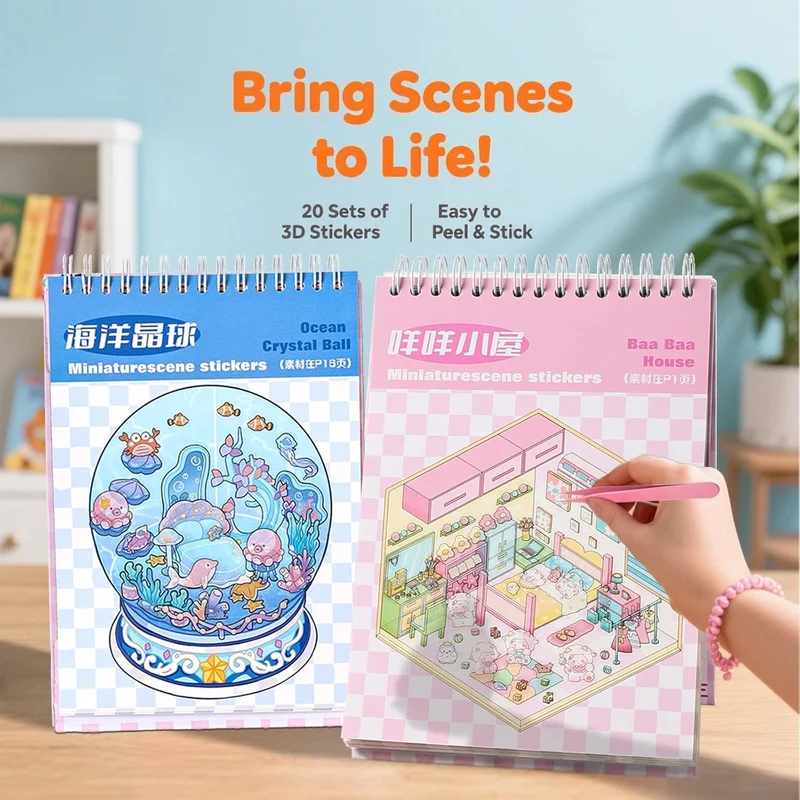 DIY 3D Sticker Scene Book: Reusable House & Landscape Therapy for Relaxation