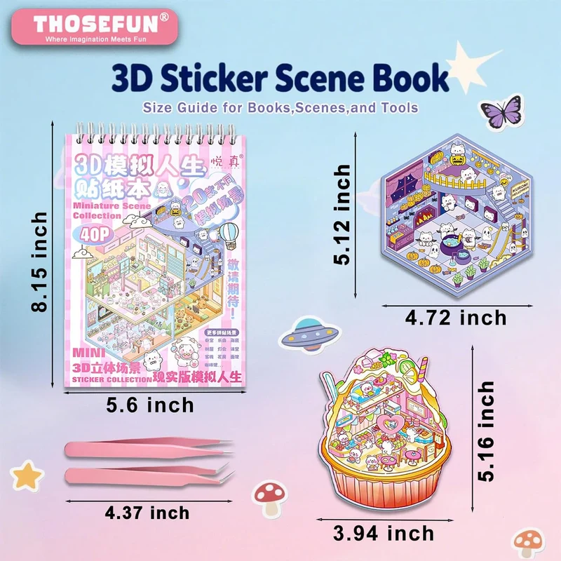 DIY 3D Sticker Scene Book: Reusable House & Landscape Therapy for Relaxation