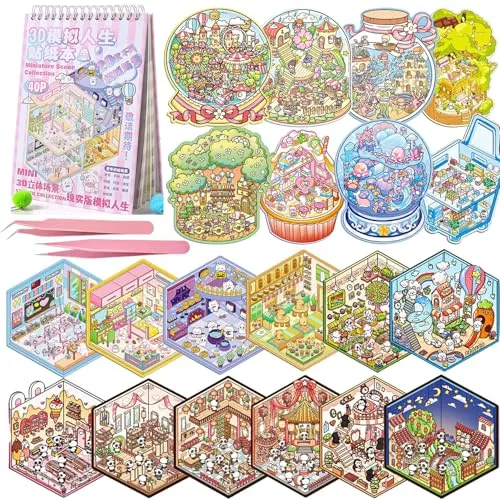 DIY 3D Sticker Scene Book: Reusable House & Landscape Therapy for Relaxation