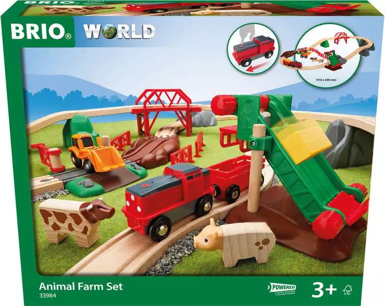 BRIO World 30 Piece Animal Farm Train Set with Battery Engine