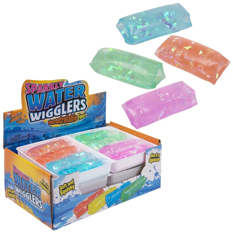 Sparkle Water Wiggler 5.5 Inch Squishy Fidget Stress Relief Toy