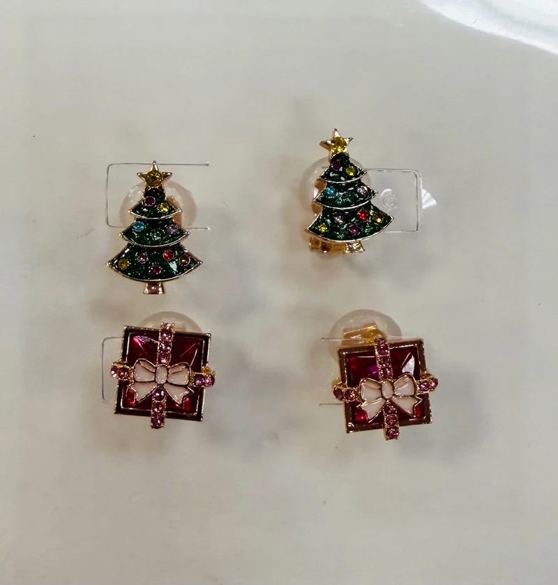 Baulbebar Christmas Tree Present Clip Earrings Childrens