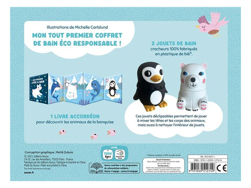 Premier livre de bain - Mon premier coffret de bain éco-responsable - Auzou