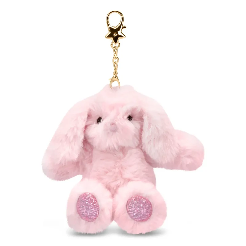 Iscream Pink Bunny Furry Plush Bag Charm with Metal Clip