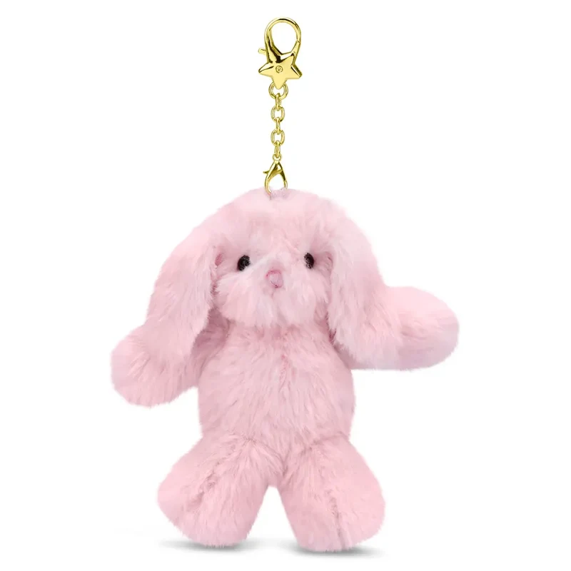 Iscream Pink Bunny Furry Plush Bag Charm with Metal Clip