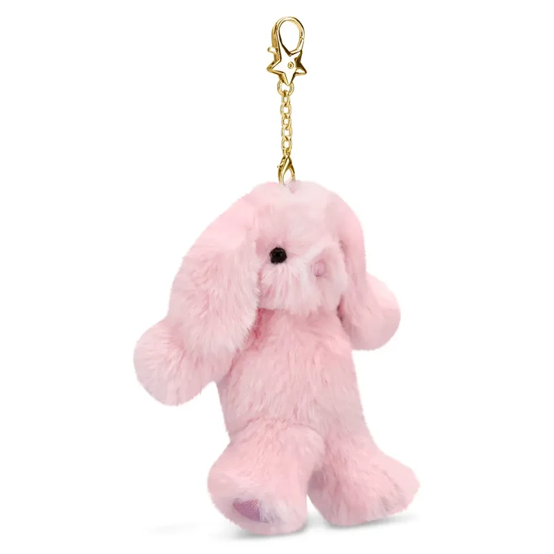 Iscream Pink Bunny Furry Plush Bag Charm with Metal Clip