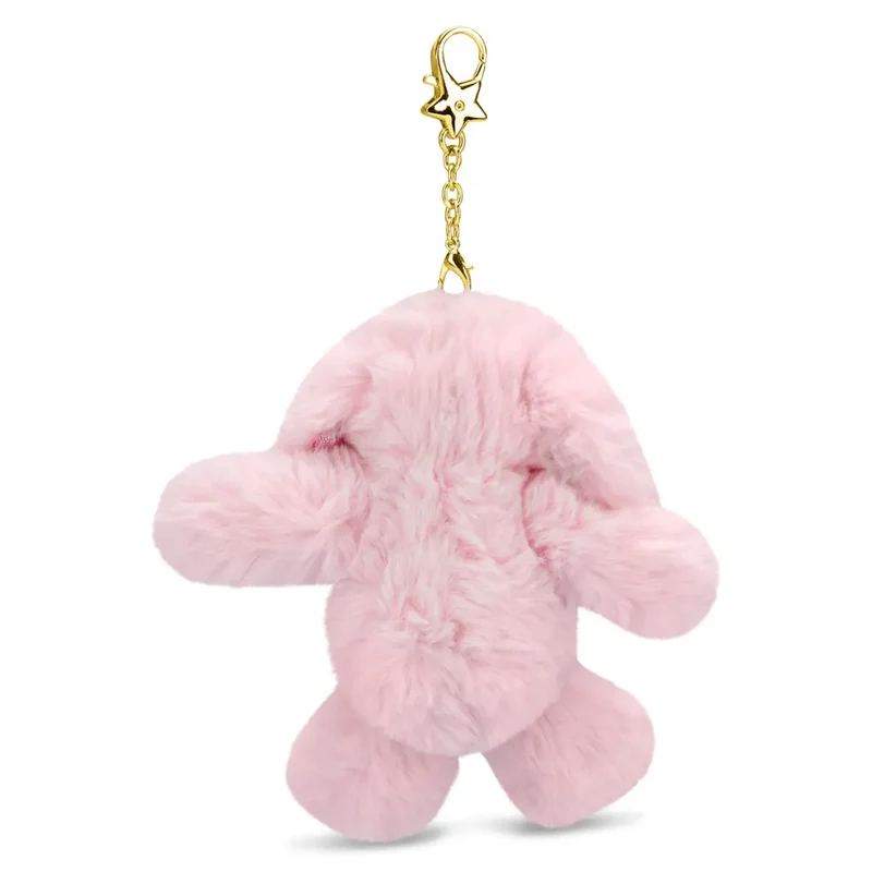 Iscream Pink Bunny Furry Plush Bag Charm with Metal Clip