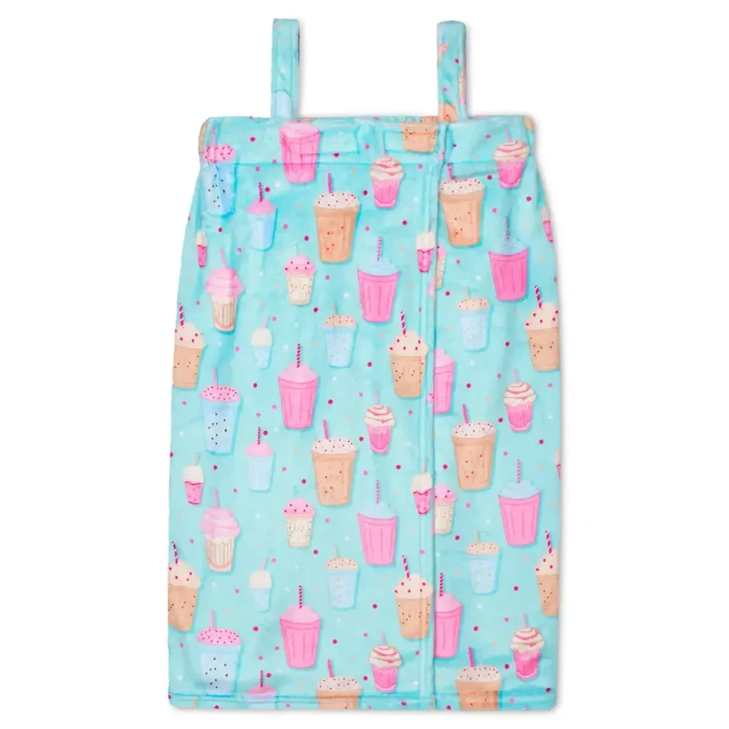 Iscream Milkshake Pattern Youth Spa Wrap with Adjustable Straps