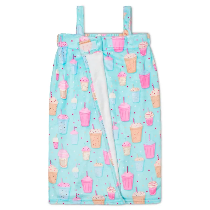 Iscream Milkshake Pattern Youth Spa Wrap with Adjustable Straps