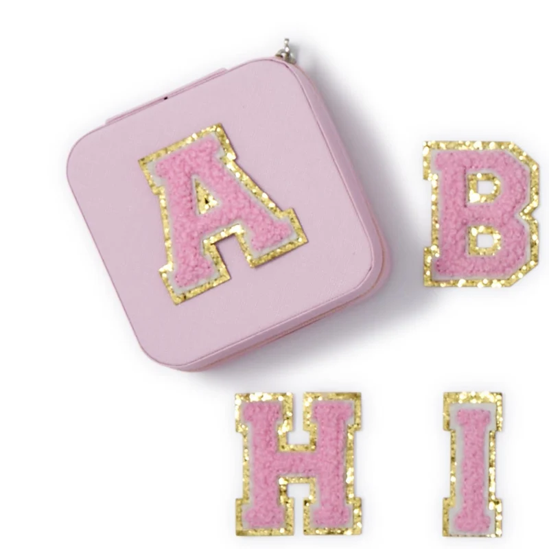 Pink Chenille Initial Letter Jewelry Organizer Box