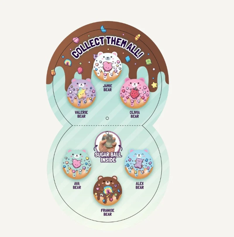 Super Duper Sugar Squisher Bear Donut Plush Fidget Sensory Toy