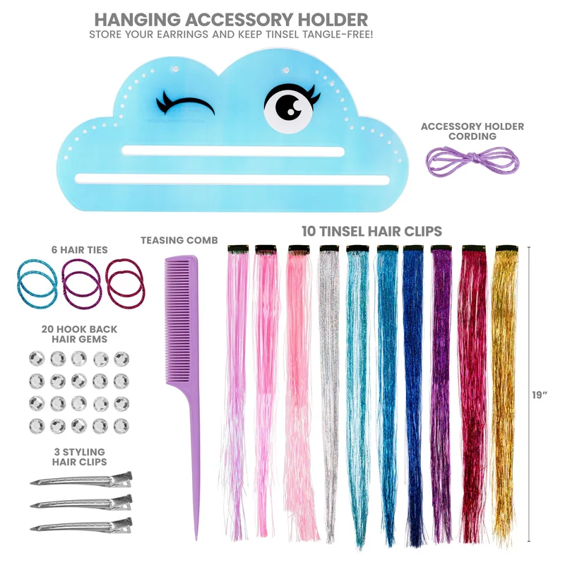 Creative DIY Hair Tinsel Styling Kit with Sparkle Gems