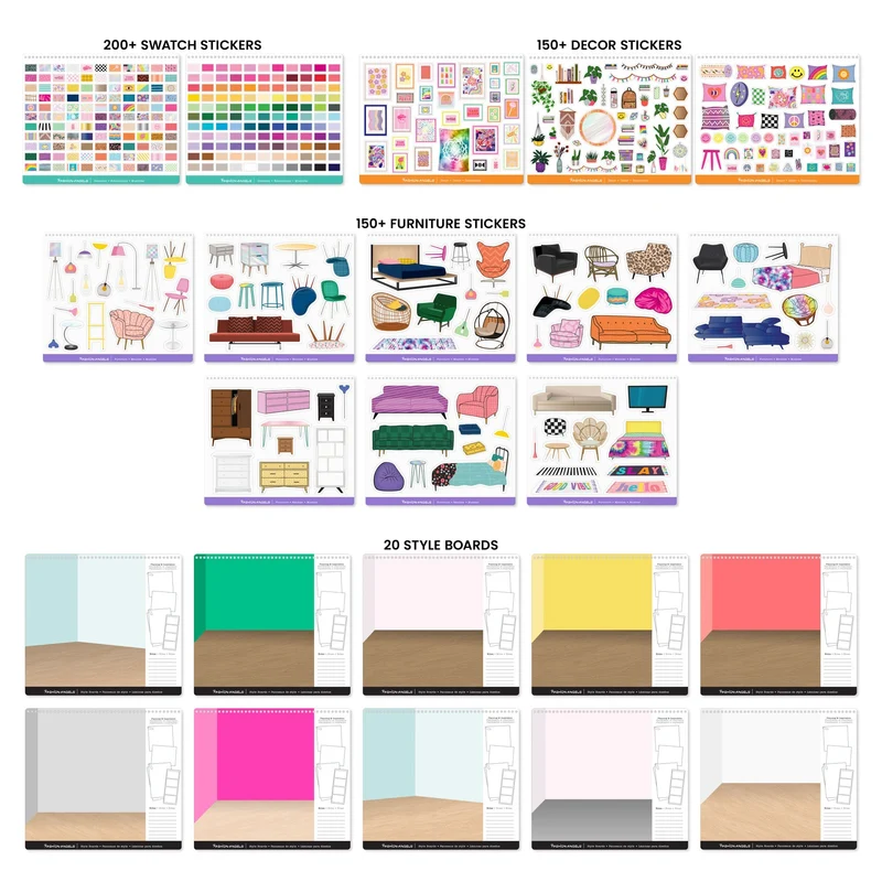 Fashion Angels Interior Design Sticker Stylist Portfolio 20 Room Scenes