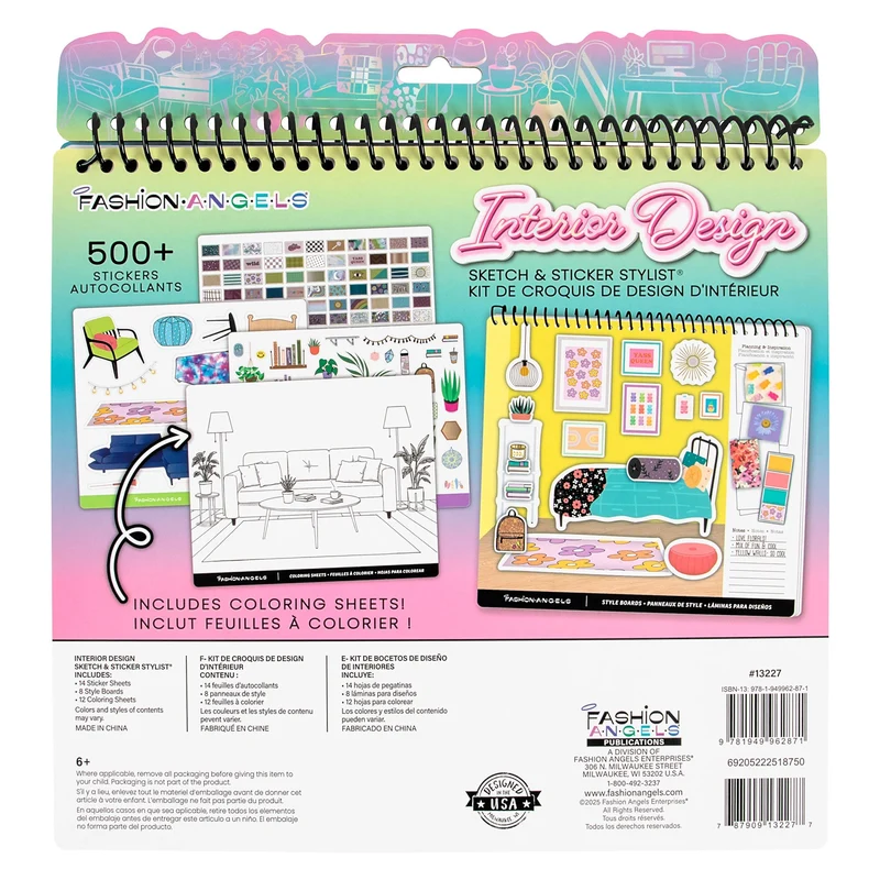 Fashion Angels Interior Design Sticker Stylist Portfolio 20 Room Scenes