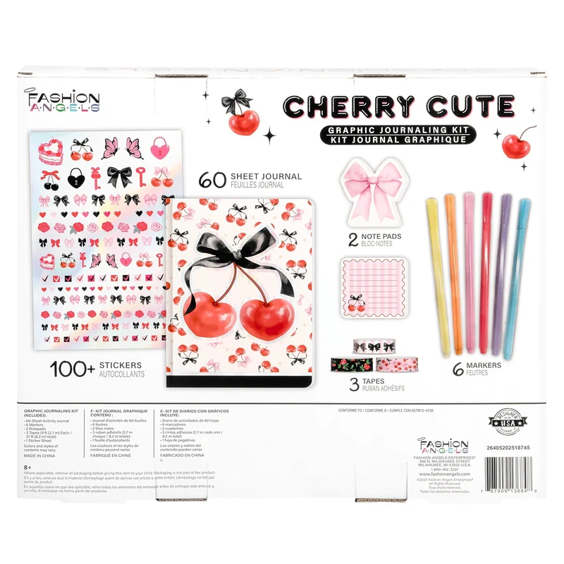 Fashion Angels Cherry Cute Graphic Journaling Kit for Creative Girls
