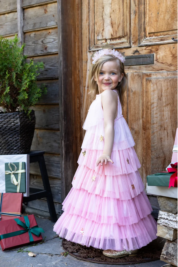 Blush Christmas Tree Dress & Headpiece - Size 5-6