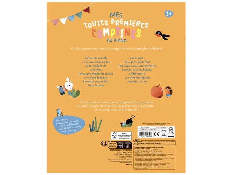 Mon livre piano - Mes toutes premières comptines au piano