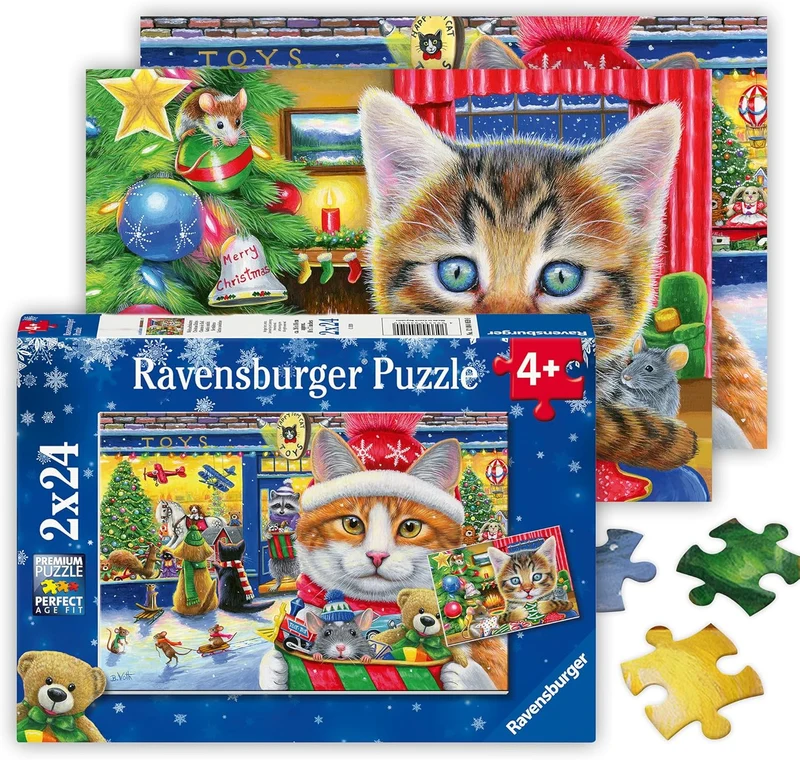 Ravensburger Christmas Kitties Jigsaw Puzzle: 2x24 Pieces, Premium Quality, Ages 4+