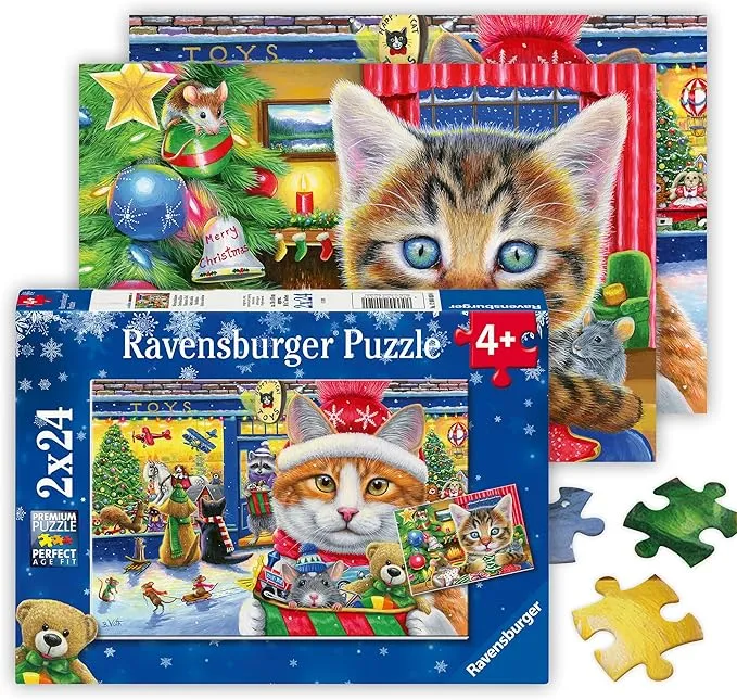 Ravensburger Christmas Kitties Jigsaw Puzzle: 2x24 Pieces, Premium Quality, Ages 4+