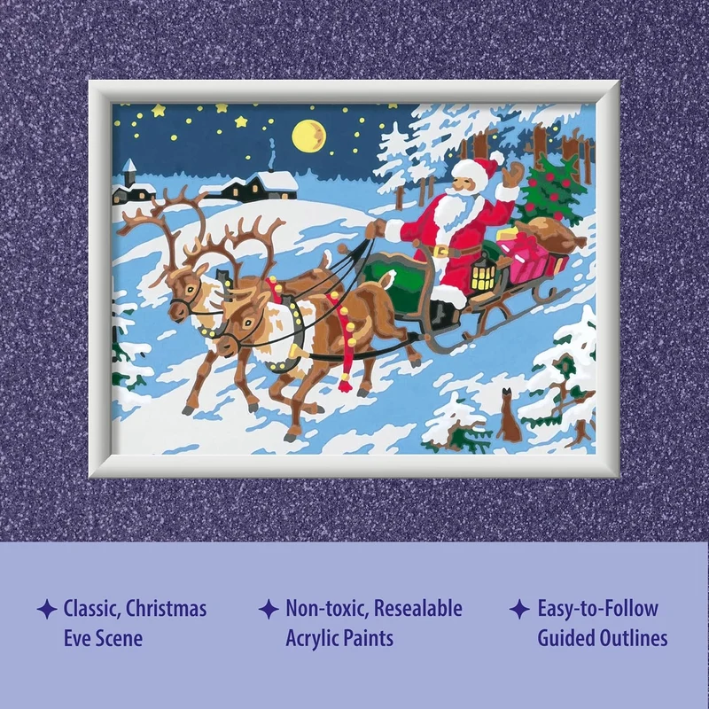 Ravensburger CreArt Night Before Christmas Paint Kit - Festive Santa Sleigh Reindeer Scene