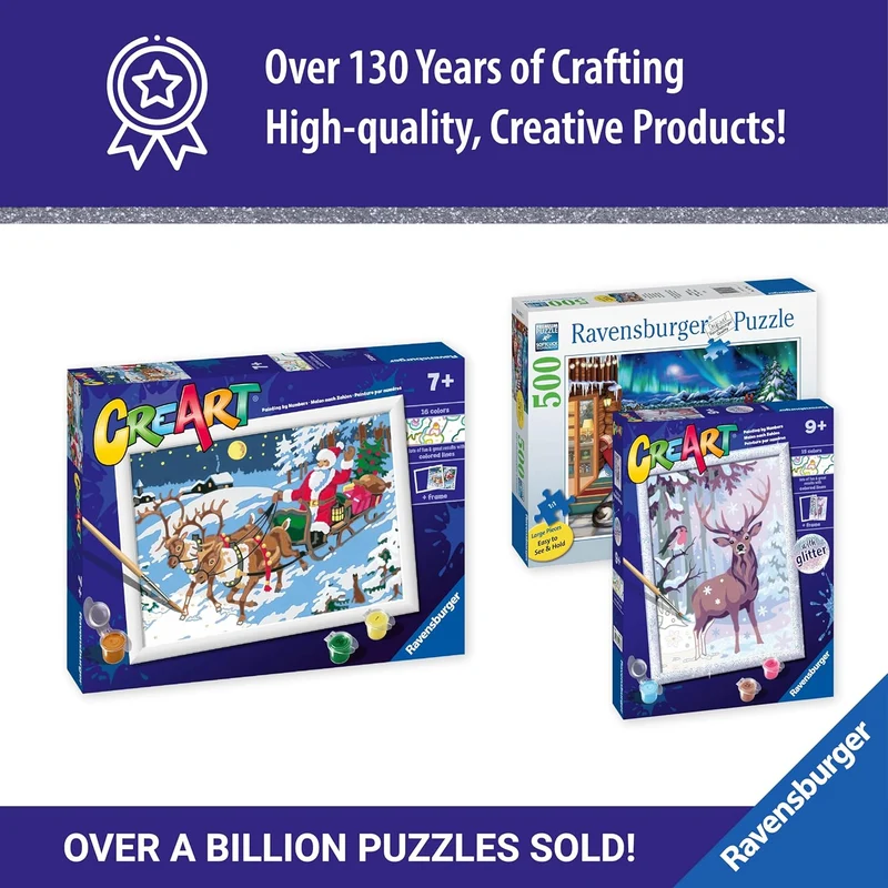 Ravensburger CreArt Night Before Christmas Paint Kit - Festive Santa Sleigh Reindeer Scene